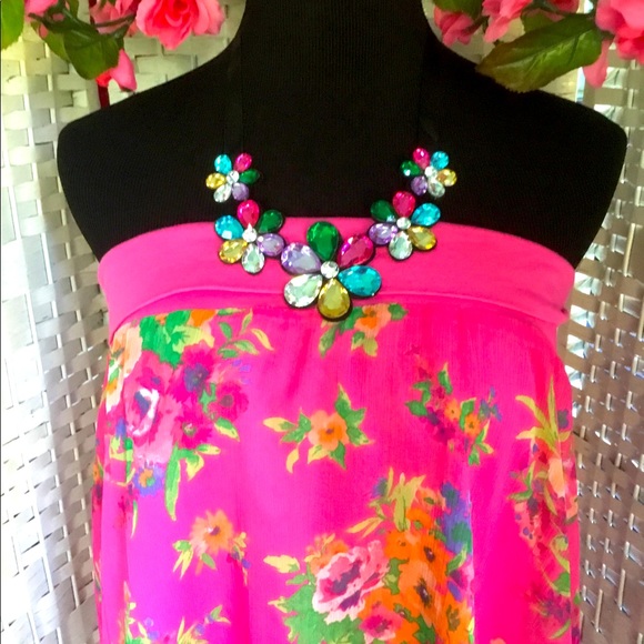 Jewelry - 🌺🌸 Multicolor Floral Rhinestone Bib Necklace Flower Crystal Statement NEW 🌸🌺